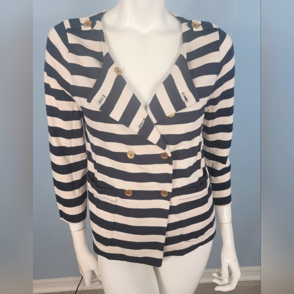 J. Crew Navy and White Striped Jacket